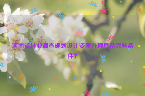 河南省林業調查規劃設計資質辦理具備哪些條件？
