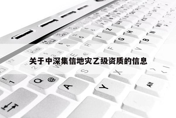 關于中深集信地災乙級資質的信息